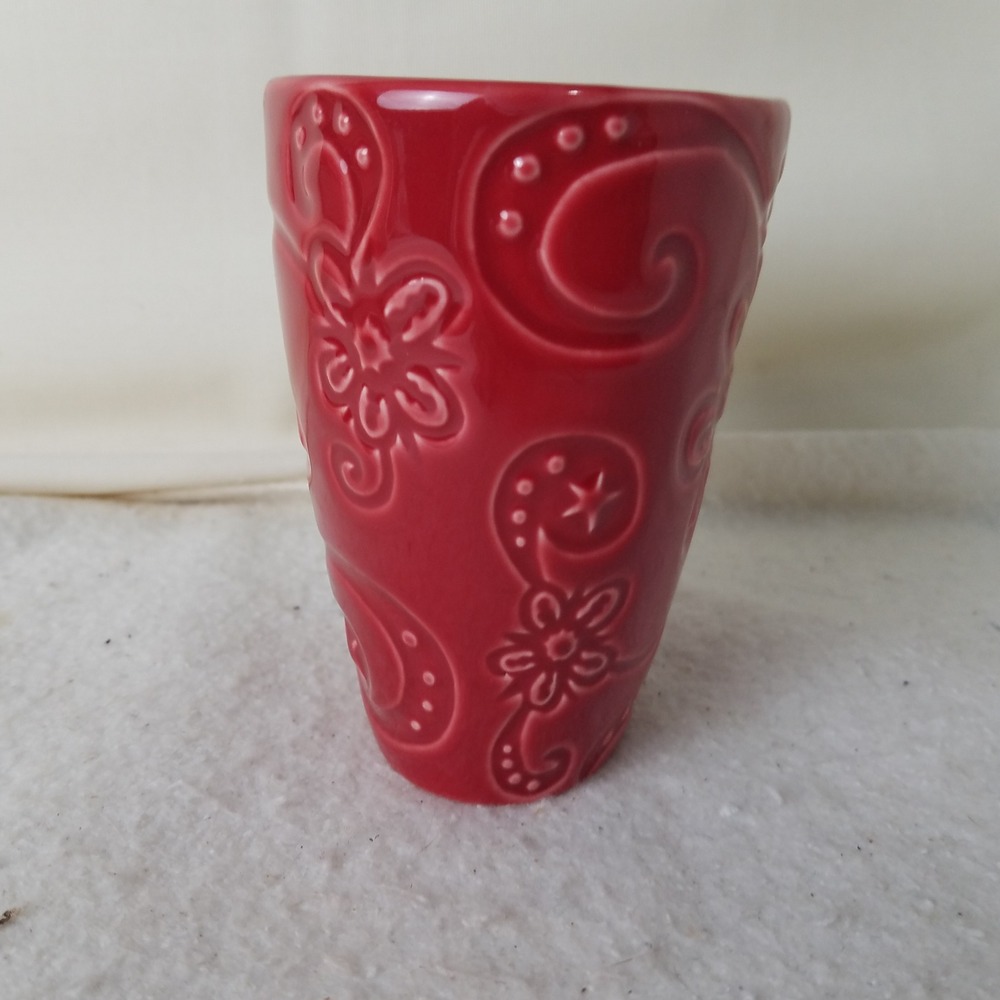 Red Embossed Floral Starbucks Coffee Mug Tea Cup Flower Star‎ Accents bone china - Picture 4 of 9